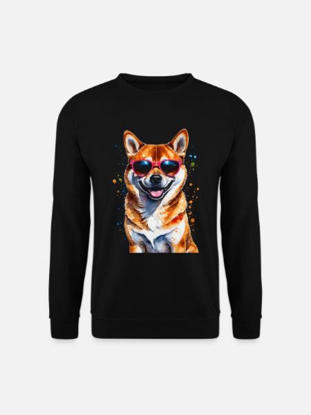 Shiba Inu Sonnenbrille Hund Lustig Design Print - Unisex Pullover - Schwarz
