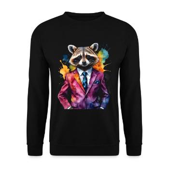 Costume de raton laveur Imprimé de conception animale colorée - Sweat-shirt Unisexe - noir - Devant - Alina (178cm) & Michal (187cm)