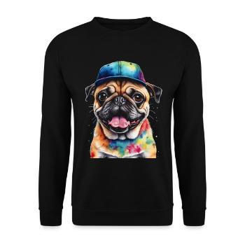 Carlin Snapback Cap Chien Coloré Drôle Design Imprimer - Sweat-shirt Unisexe - noir - Devant - Alina (178cm) & Michal (187cm)