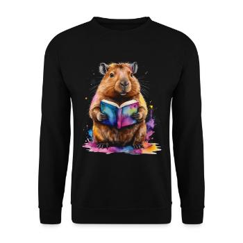 Livre de lecture Capybara Capy Imprimé de conception animale colorée - Sweat-shirt Unisexe - noir - Devant - Alina (178cm) & Michal (187cm)