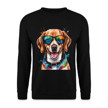 Beagle Sunglasses Dog Funny Animal Design Print - Unisex Sweatshirt - black - Front - Alina (178cm) & Michal (187cm)