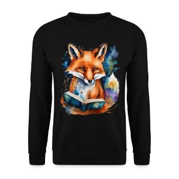 Livre de lecture renard imprimé de conception animale colorée - Sweat-shirt Unisexe - noir - Devant - Alina (178cm) & Michal (187cm)
