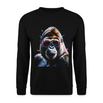 Lunettes de soleil Gorilla Monkey Colorful Animal Design Print - Sweat-shirt Unisexe - noir - Devant - Alina (178cm) & Michal (187cm)