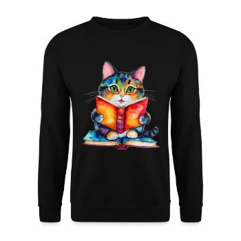 Livre de lecture de chat coloré drôle animal design imprimer - Sweat-shirt Unisexe - noir - Devant - Alina (178cm) & Michal (187cm)