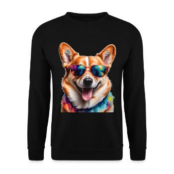 Corgi Sunglasses Dog Colorful Funny Design Print - Unisex Sweatshirt - black - Front - Alina (178cm) & Michal (187cm)