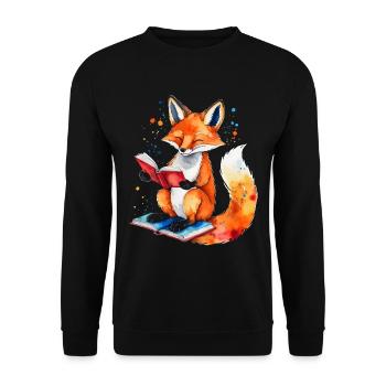 Livre de lecture renard imprimé de conception animale colorée - Sweat-shirt Unisexe - noir - Devant - Alina (178cm) & Michal (187cm)