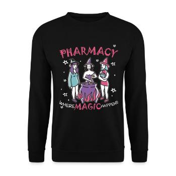 Pharmacie | Là où la magie opère - Sweat-shirt Unisexe - noir - Devant - Alina (178cm) & Michal (187cm)