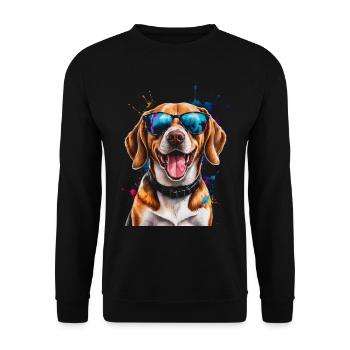 Beagle Sunglasses Dog Funny Animal Design Print - Unisex Sweatshirt - black - Front - Alina (178cm) & Michal (187cm)