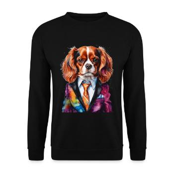 Cavalier King Charles Spaniel Costume Imprimé Chien - Sweat-shirt Unisexe - noir - Devant - Alina (178cm) & Michal (187cm)