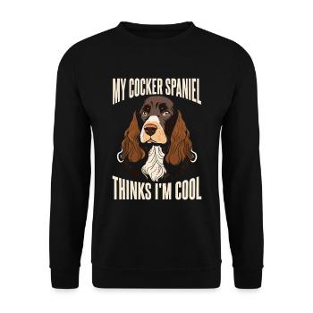 Mein Cocker Spaniel findet mich cool - Unisex Pullover - Schwarz - Vorne - Alina (178cm) & Michal (187cm)