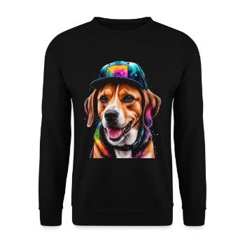 Beagle Snapback Cap Dog Funny Animal Design Print - Unisex Sweatshirt - black - Front - Alina (178cm) & Michal (187cm)