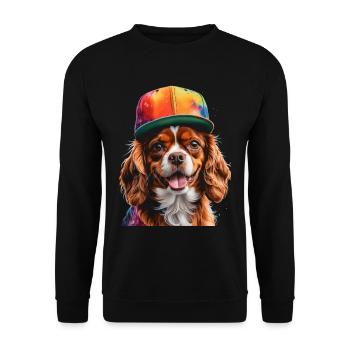 Cavalier King Charles Spaniel Snapback Cap Chien - Sweat-shirt Unisexe - noir - Devant - Alina (178cm) & Michal (187cm)
