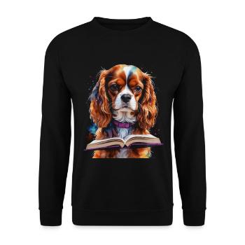 Cavalier King Charles Spaniel Lecture Livre Chien - Sweat-shirt Unisexe - noir - Devant - Alina (178cm) & Michal (187cm)