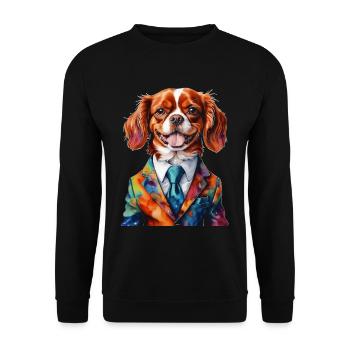 Cavalier King Charles Spaniel Costume Imprimé Chien - Sweat-shirt Unisexe - noir - Devant - Alina (178cm) & Michal (187cm)