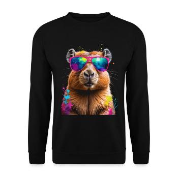 Lunettes de soleil Capybara Capy Colorful Animal Design Print - Sweat-shirt Unisexe - noir - Devant - Alina (178cm) & Michal (187cm)