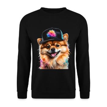 Loulou de Poméranie Casquette Snapback Chien Imprimé - Sweat-shirt Unisexe - noir - Devant - Alina (178cm) & Michal (187cm)