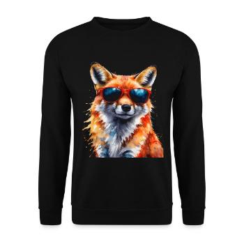 Fuchs Sonnenbrille Bunt Tier Design Print - Unisex Pullover - Schwarz - Vorne - Alina (178cm) & Michal (187cm)