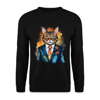 Cat Suit Colorful Funny Funny Animal Design Print - Unisex Sweatshirt - black - Front - Alina (178cm) & Michal (187cm)