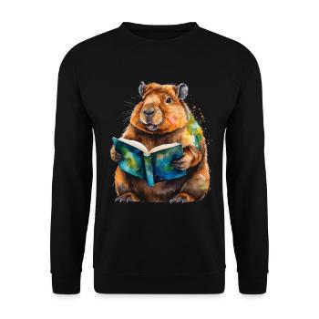 Capybara livre de lecture Capy coloré Animal Design Print - Sweat-shirt Unisexe - noir - Devant - Alina (178cm) & Michal (187cm)