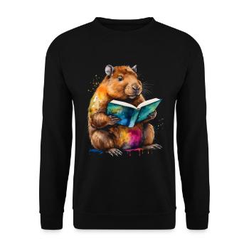 Capybara livre de lecture Capy coloré Animal Design Print - Sweat-shirt Unisexe - noir - Devant - Alina (178cm) & Michal (187cm)