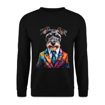 Zwergschnauzer Anzug Hund Lustig Tier Design Print - Unisex Pullover - Schwarz - Vorne - Alina (178cm) & Michal (187cm)