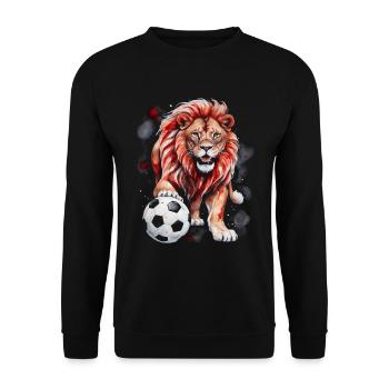 Lion Football Colorful Switzerland Animal Design Print - Unisex Sweatshirt - black - Front - Alina (178cm) & Michal (187cm)