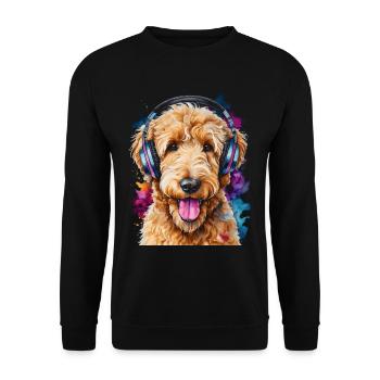 Goldendoodle Casque Chien Animal Design Imprimer - Sweat-shirt Unisexe - noir - Devant - Alina (178cm) & Michal (187cm)