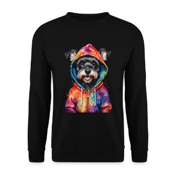 Zwergschnauzer Hoodie Hund Lustig Tier Print - Unisex Pullover - Schwarz - Vorne - Alina (178cm) & Michal (187cm)