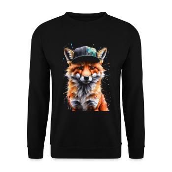 Casquette Fox Snapback Cool Animal Design Print - Sweat-shirt Unisexe - noir - Devant - Alina (178cm) & Michal (187cm)
