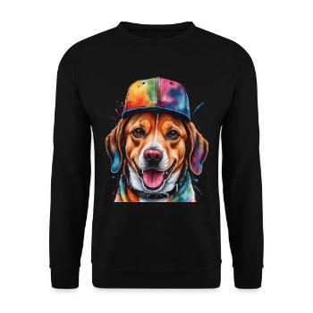 Beagle Snapback Cap Dog Funny Animal Design Print - Unisex Sweatshirt - black - Front - Alina (178cm) & Michal (187cm)