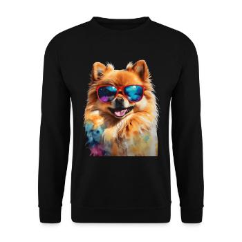 Pomeranian Pomeranian Sunglasses Dog Print - Unisex Sweatshirt - black - Front - Alina (178cm) & Michal (187cm)