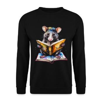 Possum Lecture Coloré Animal Design Imprimer - Sweat-shirt Unisexe - noir - Devant - Alina (178cm) & Michal (187cm)