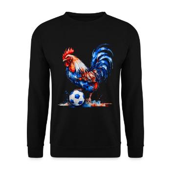 Hahn Fußball Bunt Frankreich Tier Design Print - Unisex Pullover - Schwarz - Vorne - Alina (178cm) & Michal (187cm)