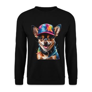 Chihuahua Snapback Cap Chien Drôle Design Print - Sweat-shirt Unisexe - noir - Devant - Alina (178cm) & Michal (187cm)