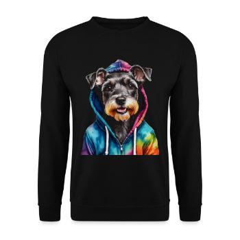 Zwergschnauzer Hoodie Hund Lustig Tier Print - Unisex Pullover - Schwarz - Vorne - Alina (178cm) & Michal (187cm)