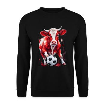 Cow Football Colorful Switzerland Animal Design Print - Unisex Sweatshirt - black - Front - Alina (178cm) & Michal (187cm)