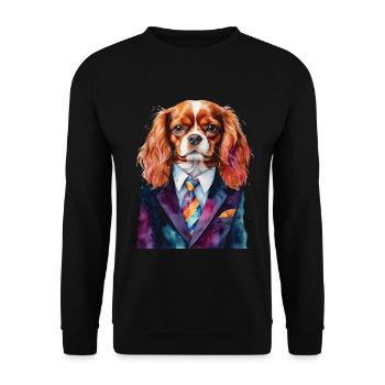 Cavalier King Charles Spaniel Costume Imprimé Chien - Sweat-shirt Unisexe - noir - Devant - Alina (178cm) & Michal (187cm)