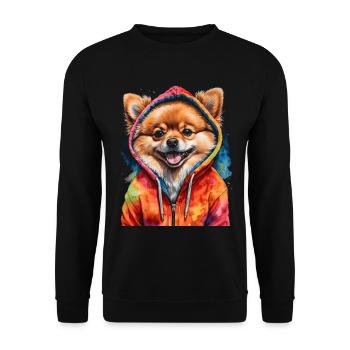 Pomeranian Pomeranian Pomeranian Hoodie Dog Print - Unisex Sweatshirt - black - Front - Alina (178cm) & Michal (187cm)