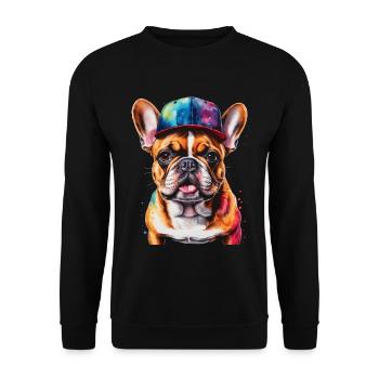 Bouledogue Français Snapback Cap Frenchie Dog - Sweat-shirt Unisexe - noir - Devant - Alina (178cm) & Michal (187cm)