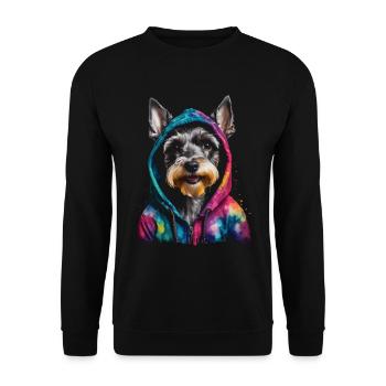 Zwergschnauzer Hoodie Hund Lustig Tier Print - Unisex Pullover - Schwarz - Vorne - Alina (178cm) & Michal (187cm)
