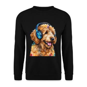 Goldendoodle Casque Chien Animal Design Imprimer - Sweat-shirt Unisexe - noir - Devant - Alina (178cm) & Michal (187cm)