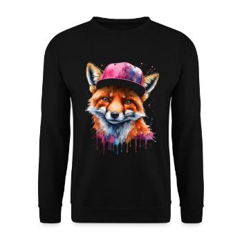 Casquette Fox Snapback Cool Animal Design Print - Sweat-shirt Unisexe - noir - Devant - Alina (178cm) & Michal (187cm)