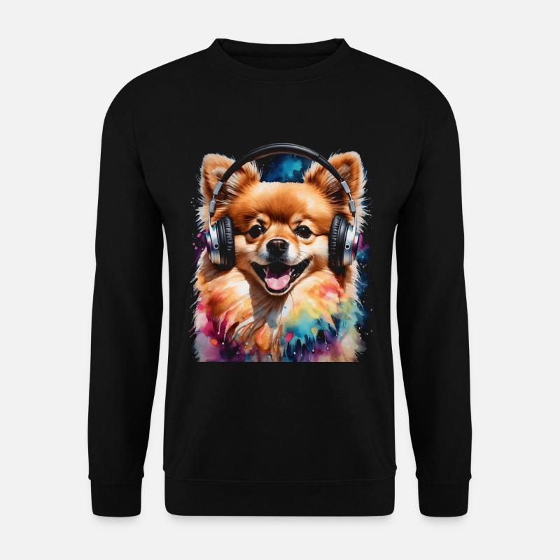Casque de Poméranie Chien Imprimer - Sweat-shirt Unisexe - noir