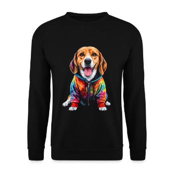 Beagle Hoodie Dog Colorful Funny Animal Design Print - Unisex Sweatshirt - black - Front - Alina (178cm) & Michal (187cm)