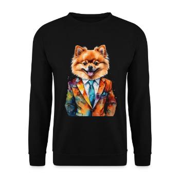 Poméranien Poméranien Costume Chien Imprimé Coloré - Sweat-shirt Unisexe - noir - Devant - Alina (178cm) & Michal (187cm)