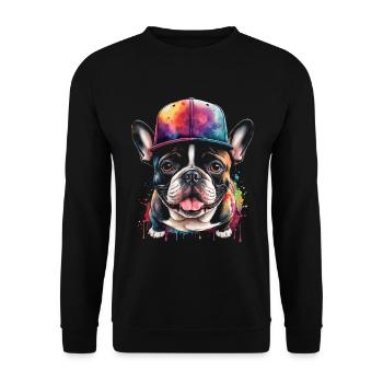 Bouledogue Français Snapback Cap Frenchie Dog - Sweat-shirt Unisexe - noir - Devant - Alina (178cm) & Michal (187cm)