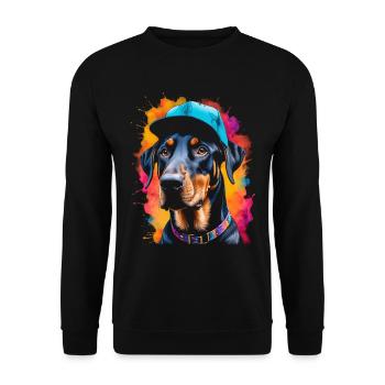 Doberman Snapback Cap Chien Drôle Design Imprimer - Sweat-shirt Unisexe - noir - Devant - Alina (178cm) & Michal (187cm)