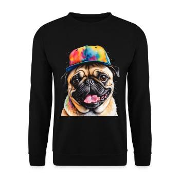 Carlin Snapback Cap Chien Coloré Drôle Design Imprimer - Sweat-shirt Unisexe - noir - Devant - Alina (178cm) & Michal (187cm)