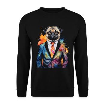 Carlin Costume Chien Coloré Drôle Animal Design Imprimer - Sweat-shirt Unisexe - noir - Devant - Alina (178cm) & Michal (187cm)