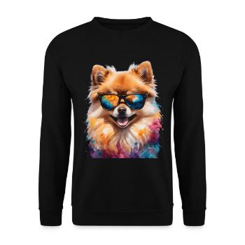Pomeranian Pomeranian Sunglasses Dog Print - Unisex Sweatshirt - black - Front - Alina (178cm) & Michal (187cm)